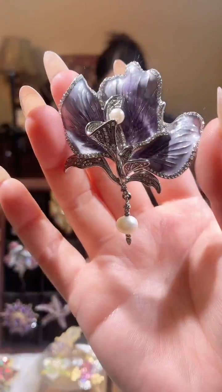 合成立方氧化锆铜合金紫瓣兰心