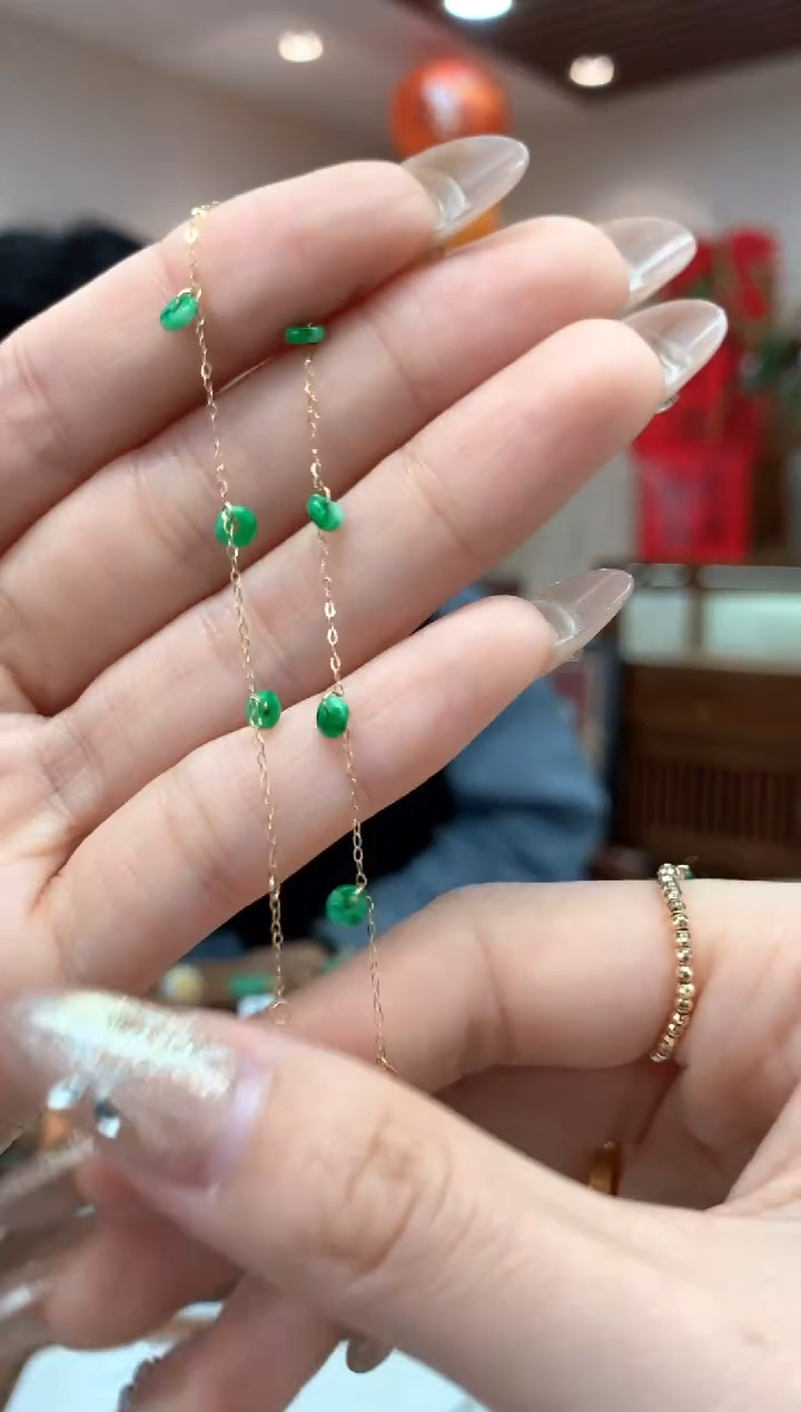 【闪购商品】翡翠手链18K金镶嵌手链