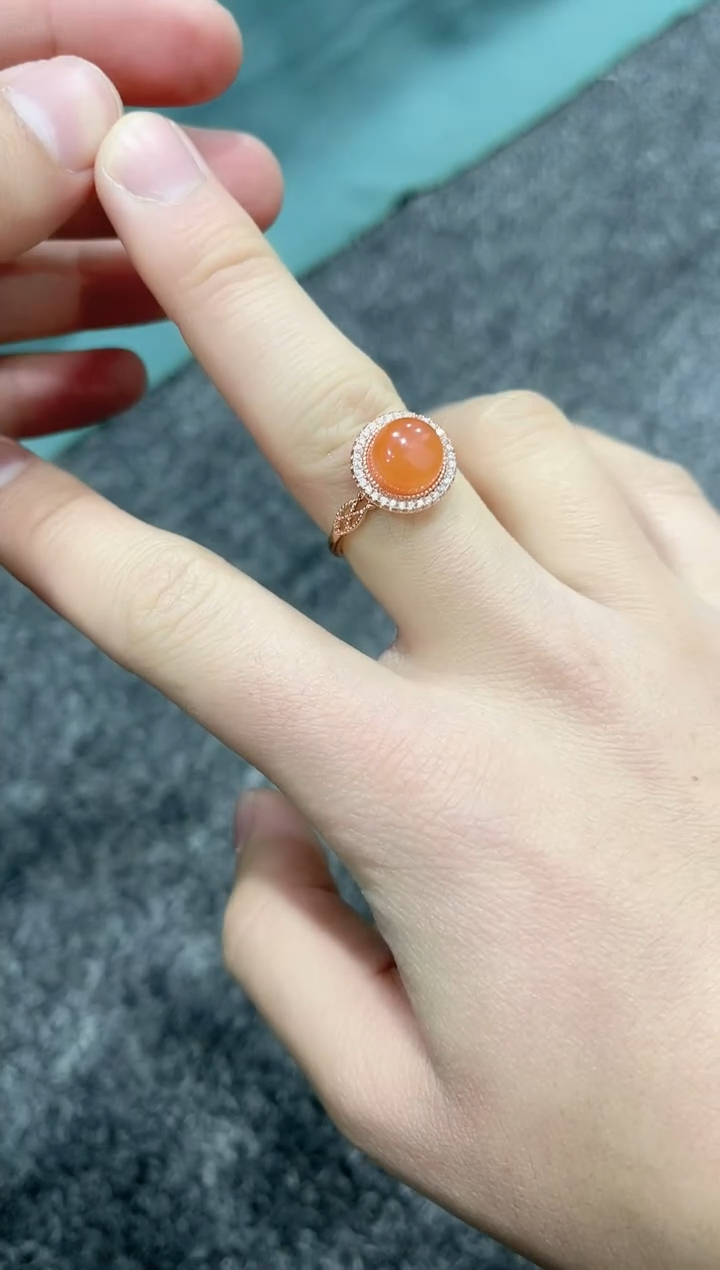 【闪购商品】南红玛瑙戒指银S925镶嵌戒指kk