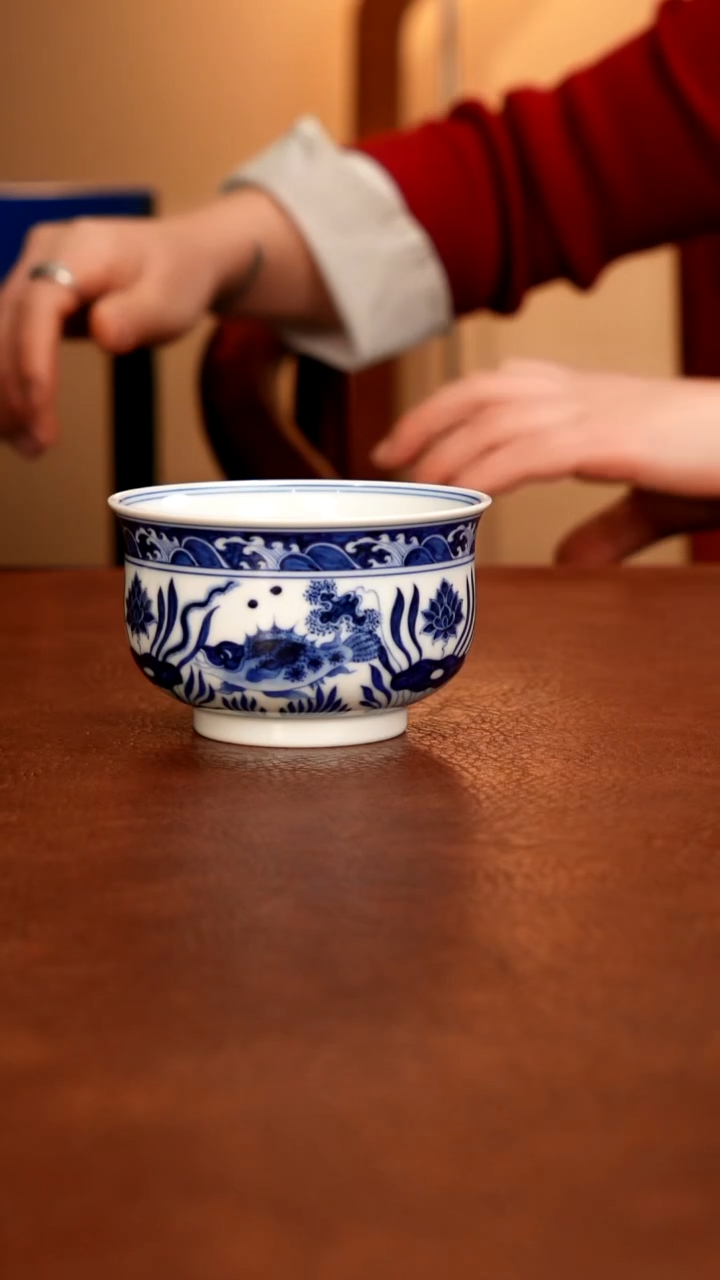 摆件陶景德镇瓷器，青花瓷手绘茶具~