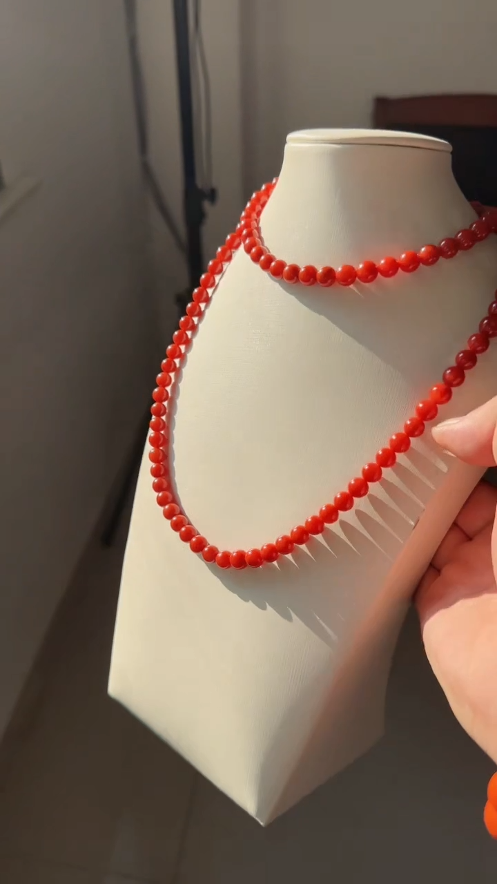 未镶嵌多样性发一件南红玛瑙【高货】锦红8mm保山圆珠多圈 