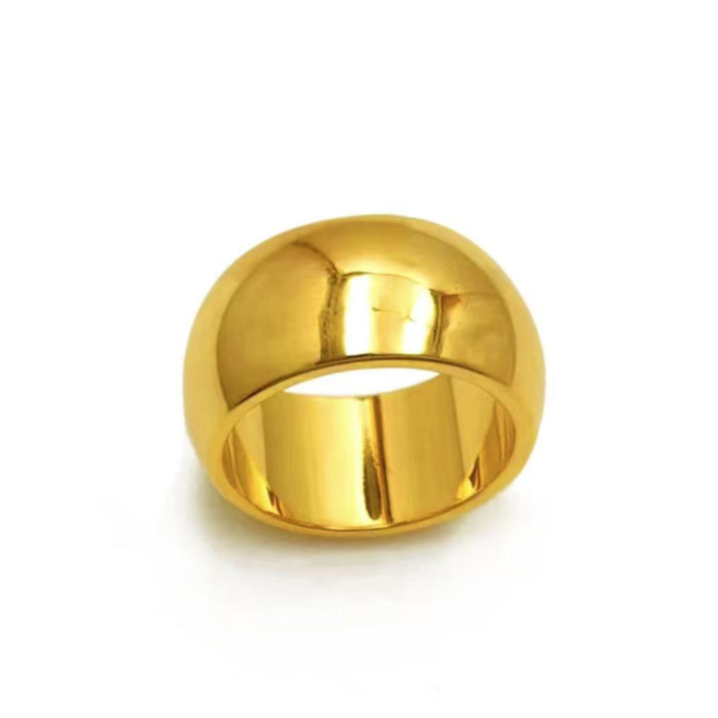 合金戒指 铜合金戒指 光面复古宽面戒指镜面抛光闭口戒指