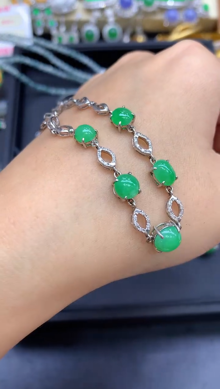 18K金镶嵌手链翡翠446-中国好珍宝