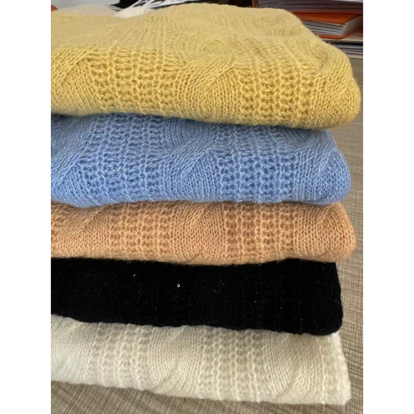 绵羊毛·亮丝亮片短袖春秋·打底百搭纯色圆领保暖