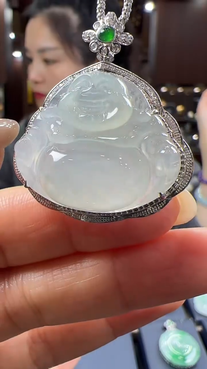 【闪购商品】翡翠挂件18K金镶嵌佛公不含链