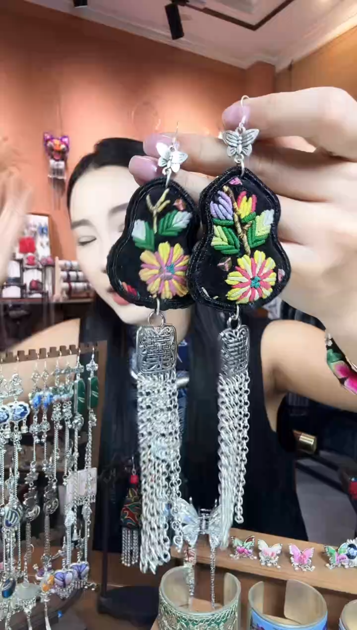 刺绣纯手工民族风耳环