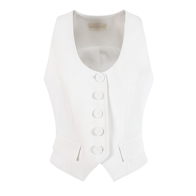 MAGGIE MA 马婧设计师款黑白两色修身显瘦干练通勤百搭马甲647S