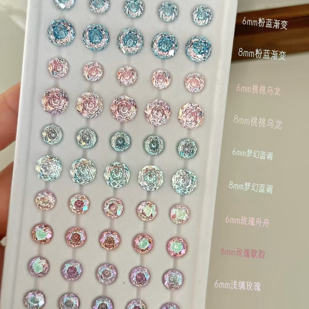 钛钢耳饰 锆石镀膜锆石8mm 玫瑰切 鸟巢切多种切面锆石成品耳钉