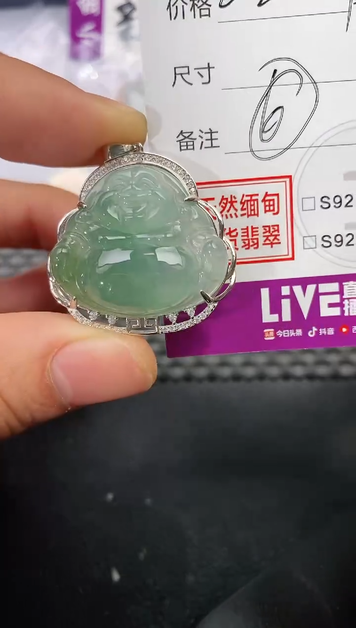 颈饰银S925镶嵌翡翠Y*挂件