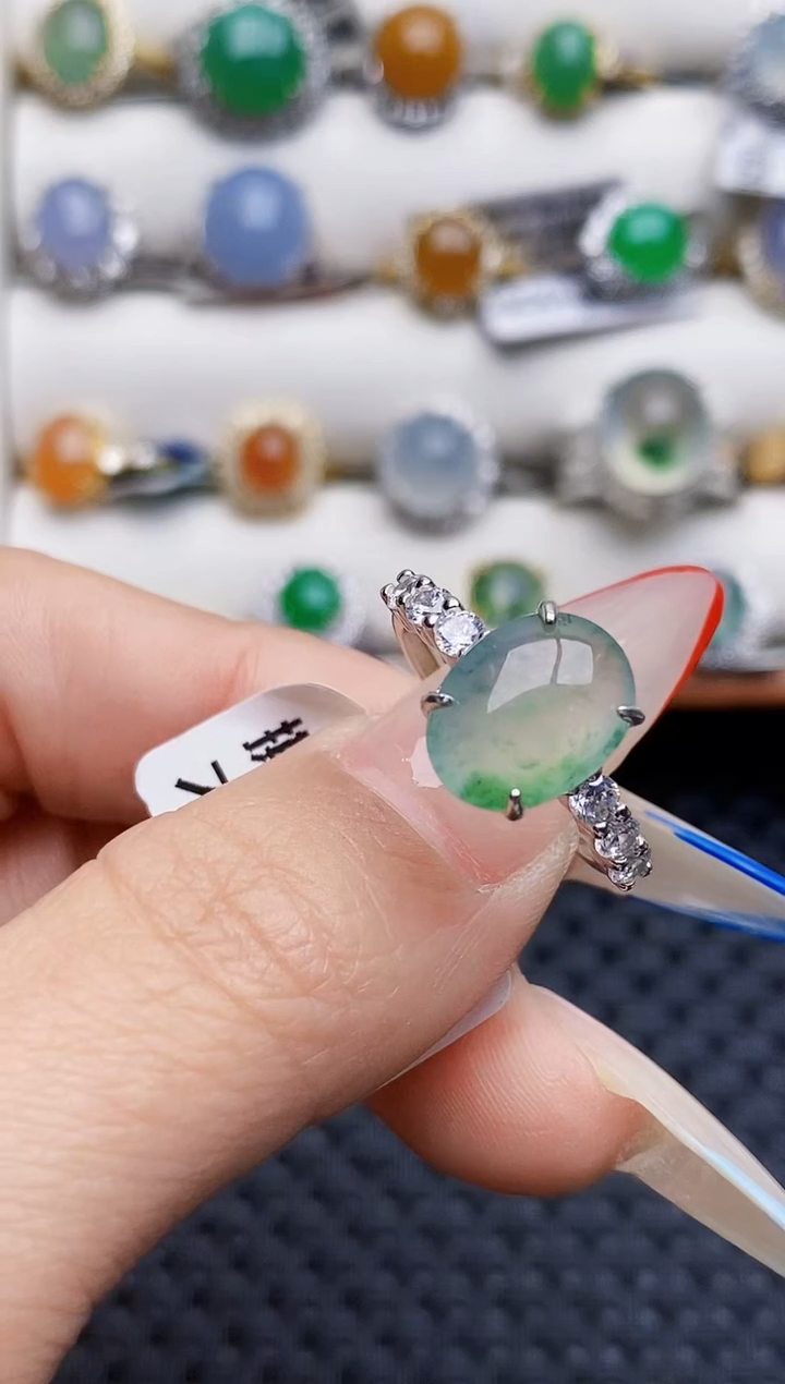 银S925镶嵌戒指翡翠5811