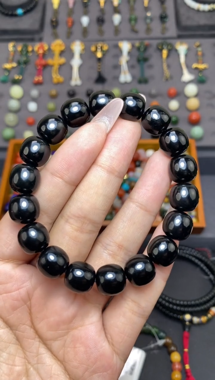 未镶嵌和田玉挂件12mm塔青老型手串