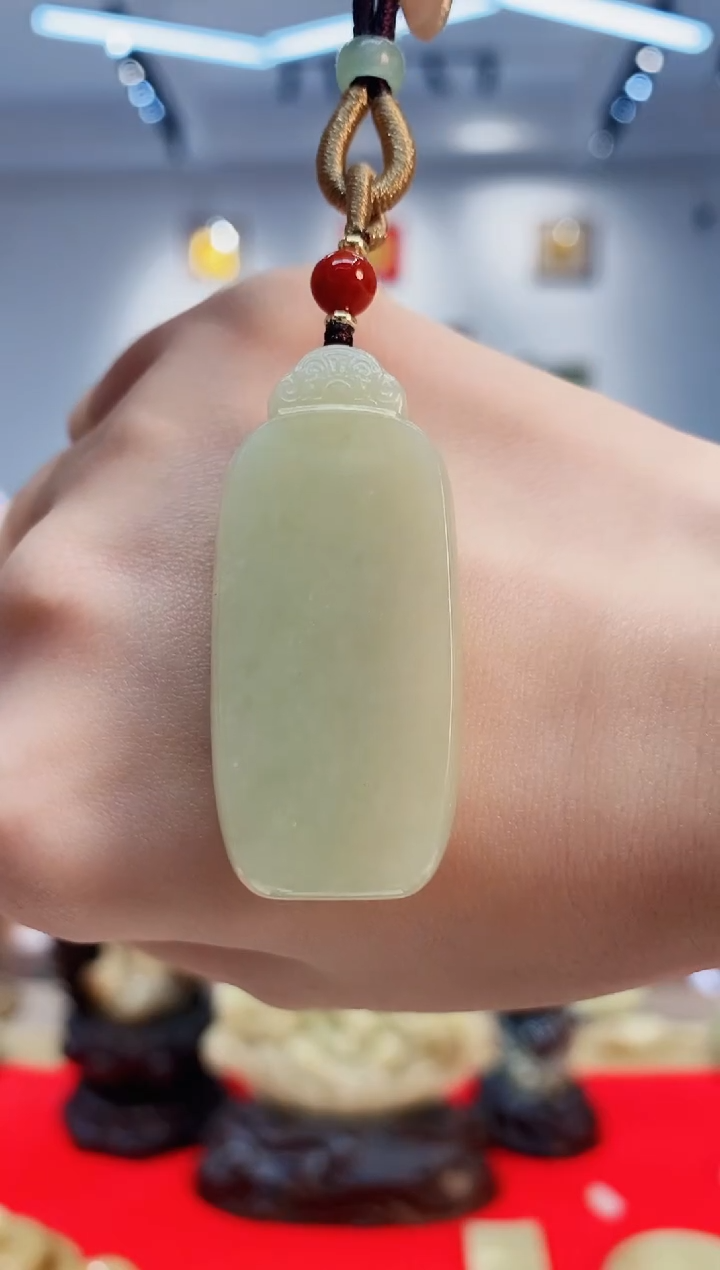 【闪购商品】和田玉挂件未镶嵌糖青白无事牌双面