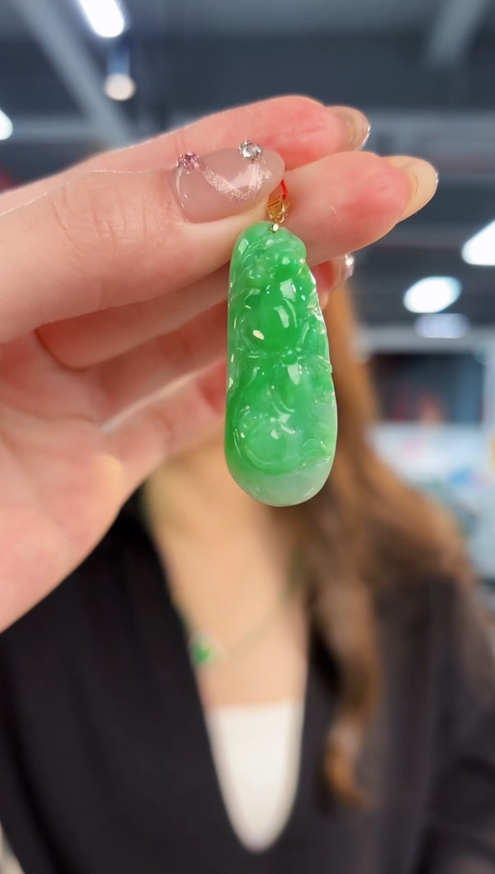 【闪购商品】翡翠颈饰18K金镶嵌缅料A货/支持复检/一件