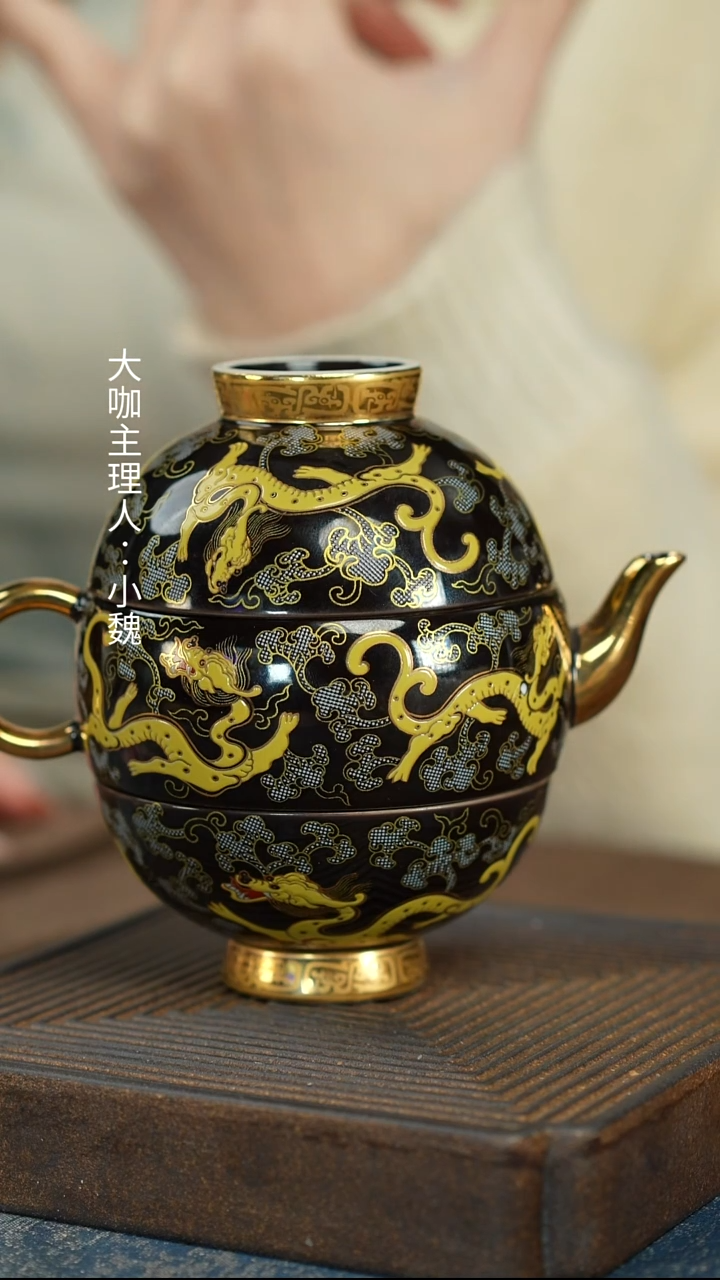 【浮雕堆料黑金龙3件套】【旅行包】