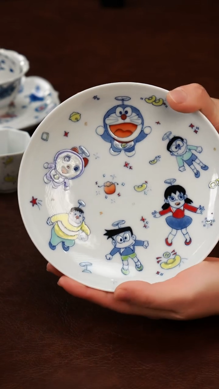 摆件陶景德镇瓷器，青花瓷手绘茶具~