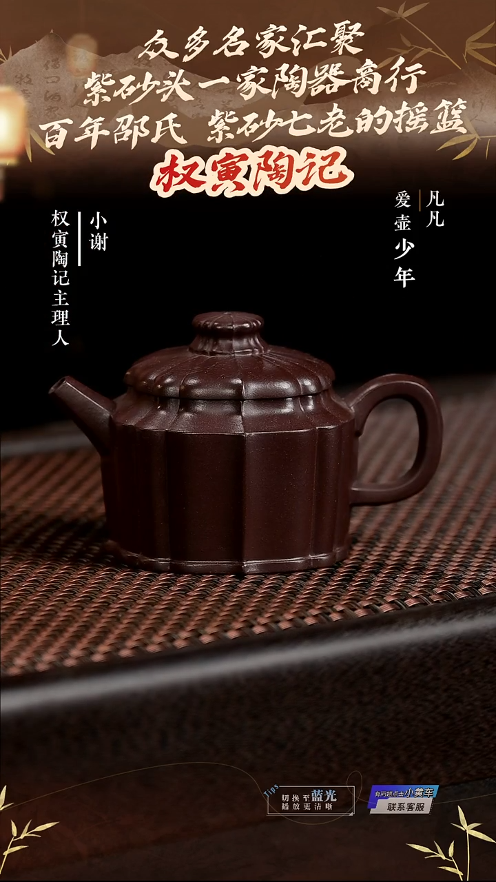 茶壶紫砂YM权寅陶记213筋纹巨轮紫泥120cc