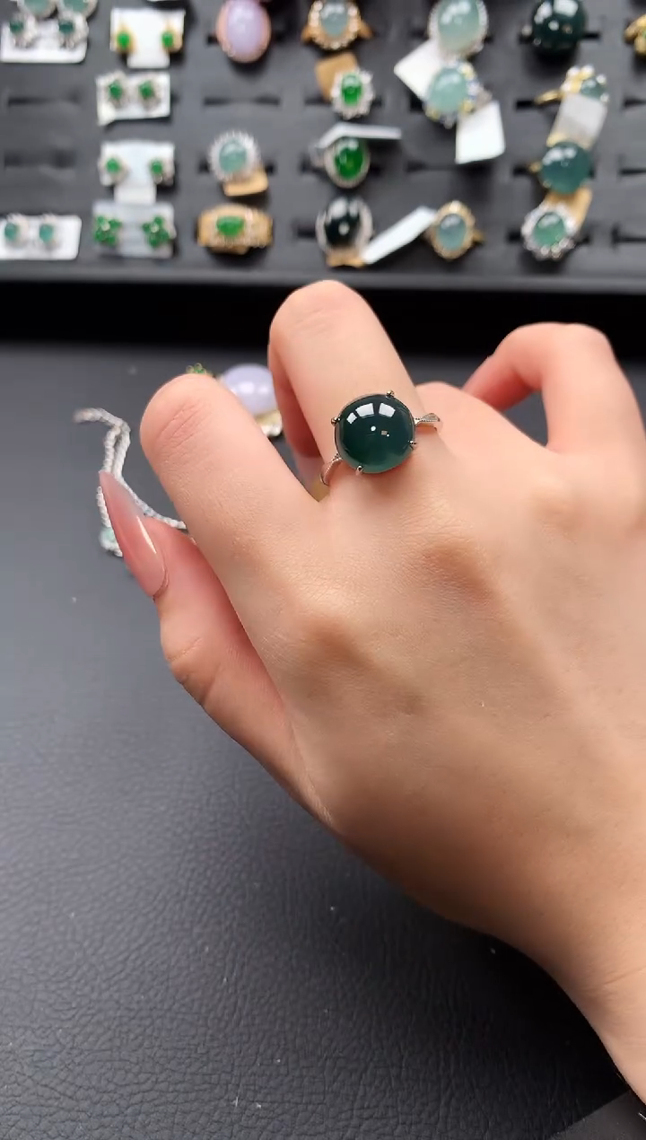 【闪购商品】翡翠戒指银S925镶嵌52141