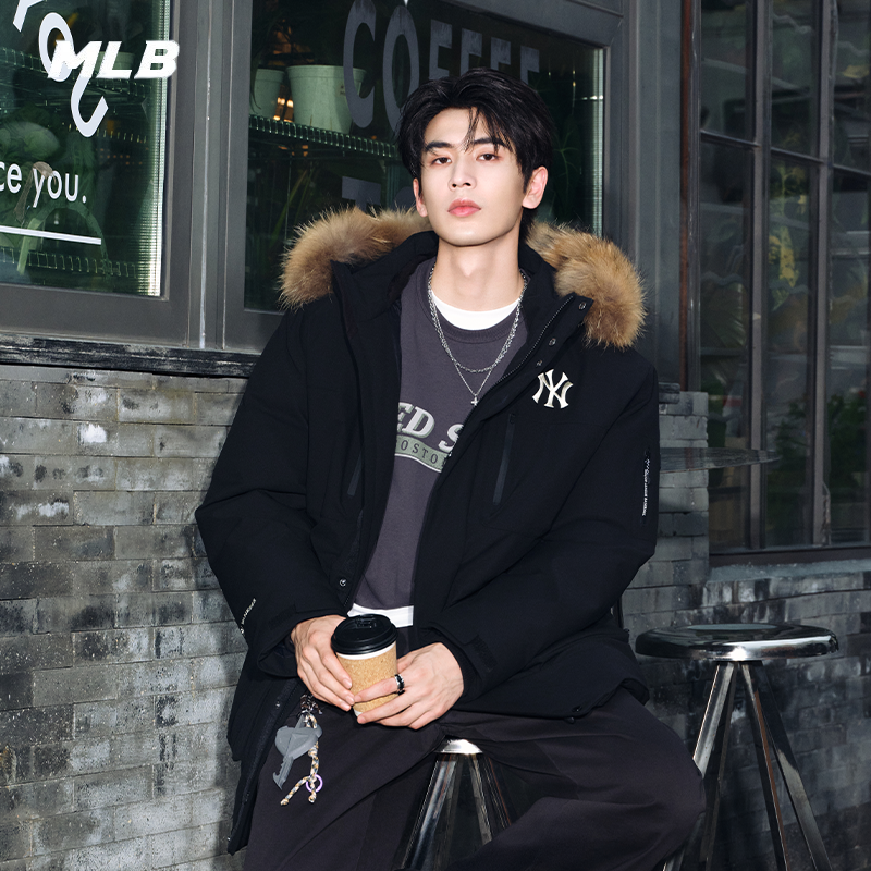 【张凌赫同款】MLB羽绒服男女装2025新款情侣工装鹅绒外套3ADJB0656