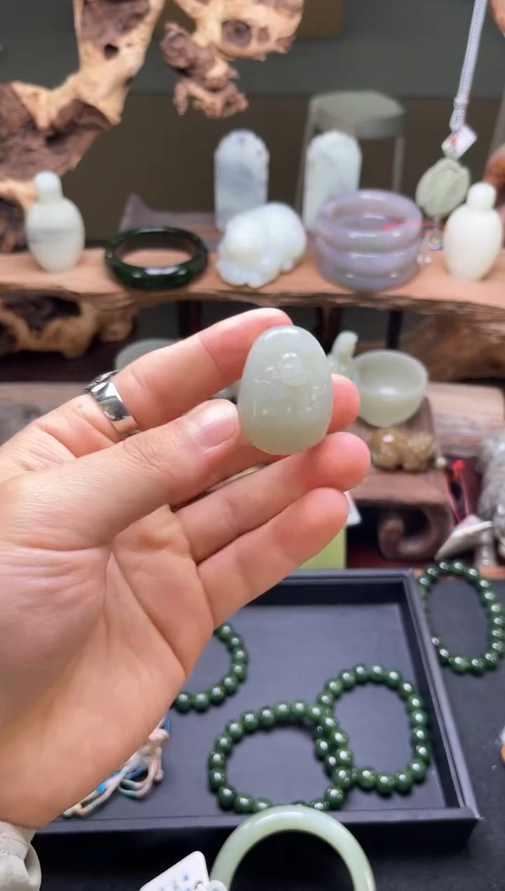 【闪购商品】和田玉吊坠未镶嵌且末青白 佛公S 