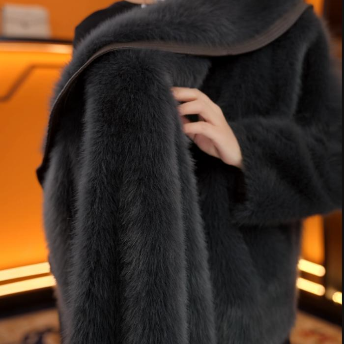 【有运费险】秋冬新款雪兰貂翻领气质小香风外套21375-多米