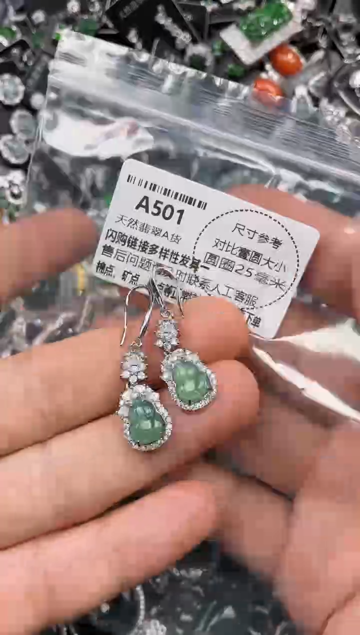 颈饰未镶嵌翡翠A501耳钩