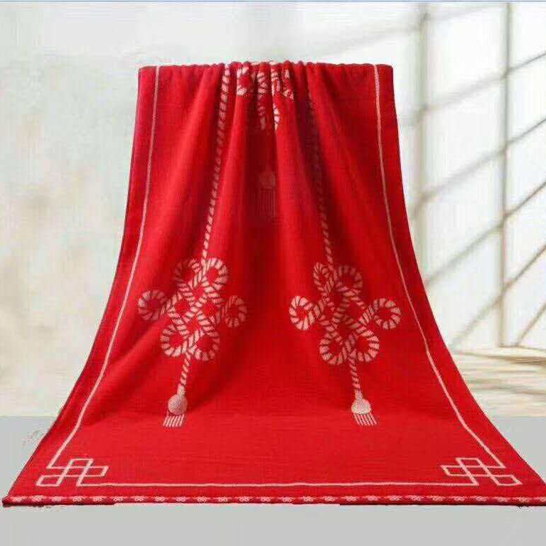 三世缘中国结披肩浴巾70x140cm柔软家用裹巾洗澡成人情侣