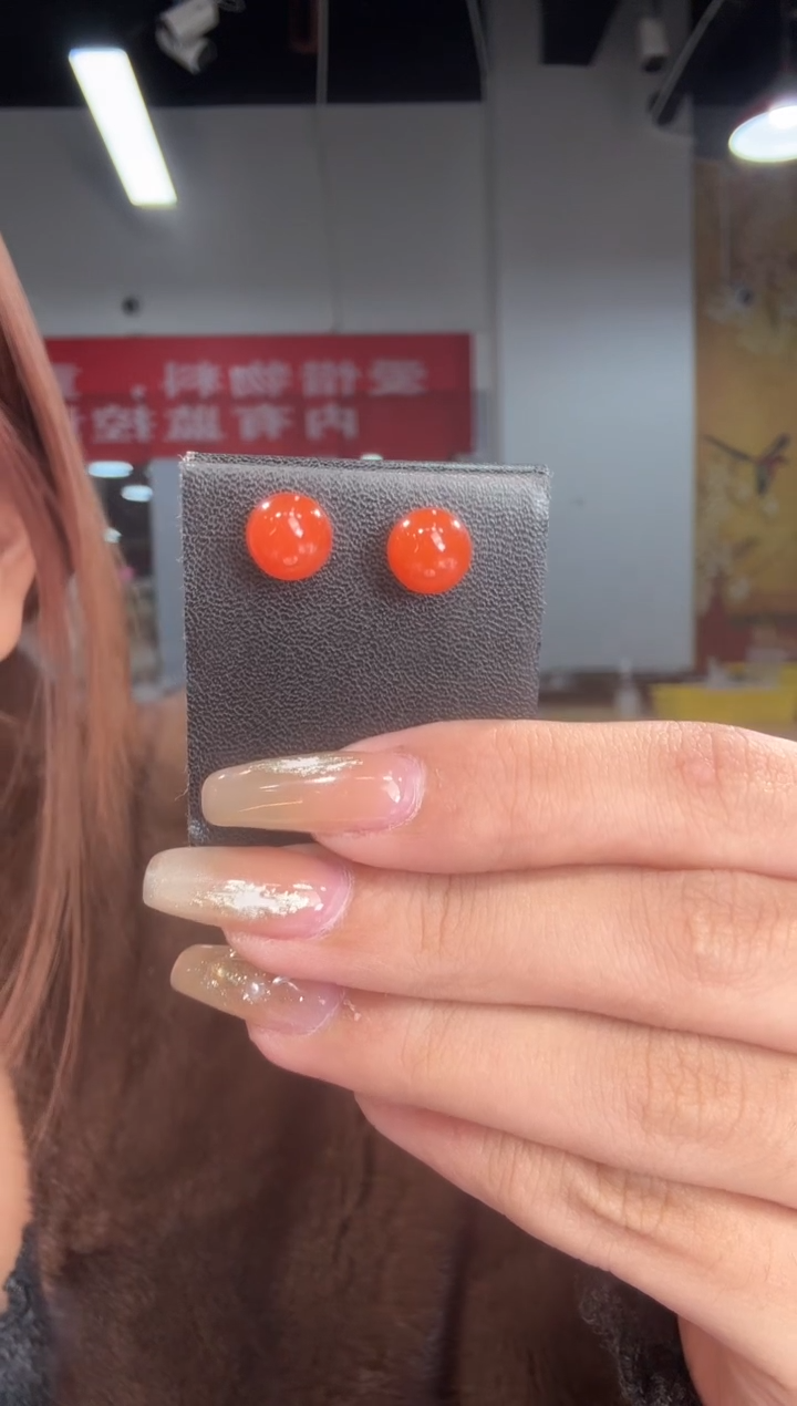 【闪购商品】南红玛瑙耳饰18K金镶嵌耳饰