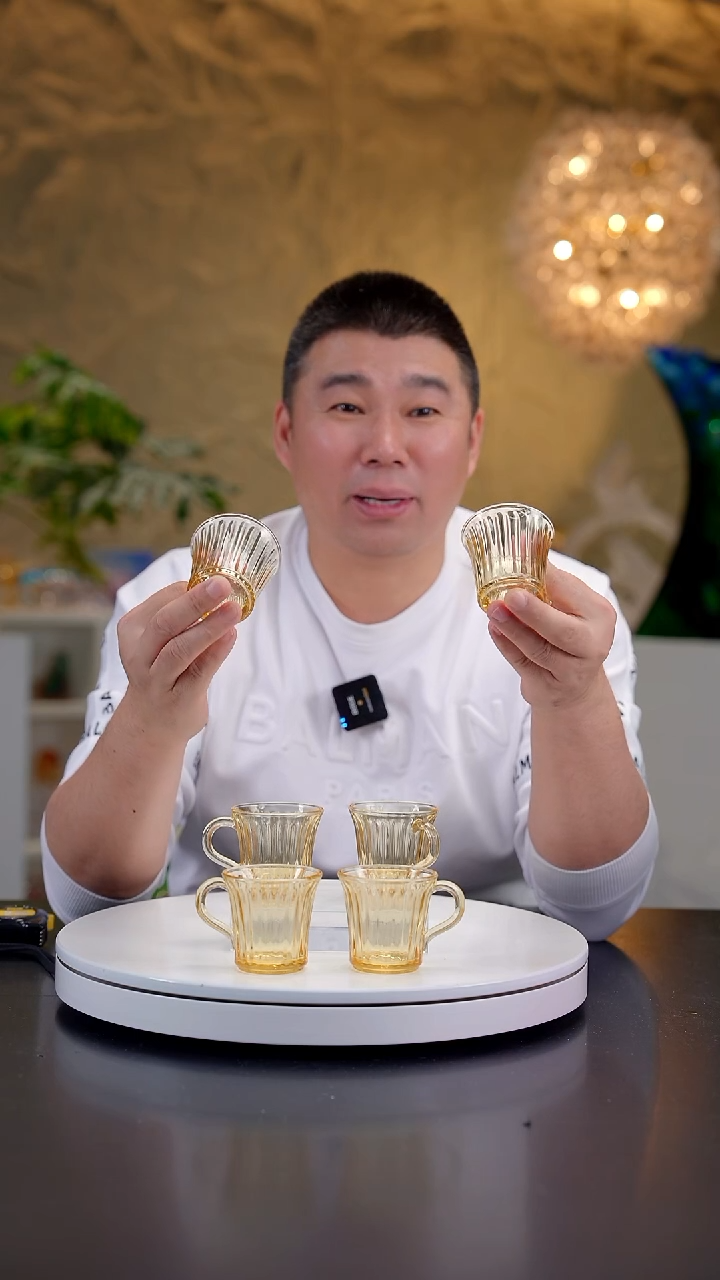 手工艺品琉璃琥珀色设计款茶杯6只