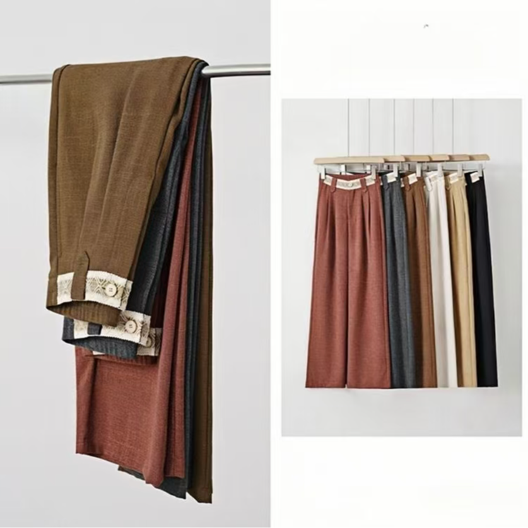 亚麻垂感休闲裤阔腿裤春夏直筒纯色直筒裤设计师夏季薄款