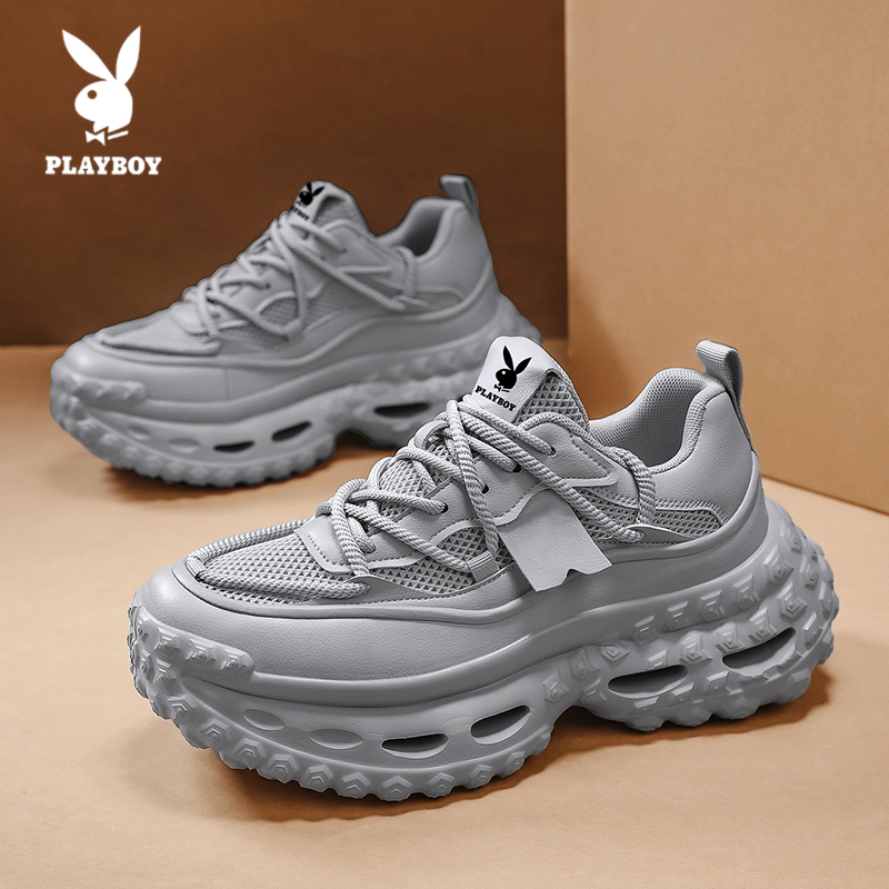 PLAYBOY/花花公子时尚休闲鞋2025新款男士百搭透气厚底增高运动鞋