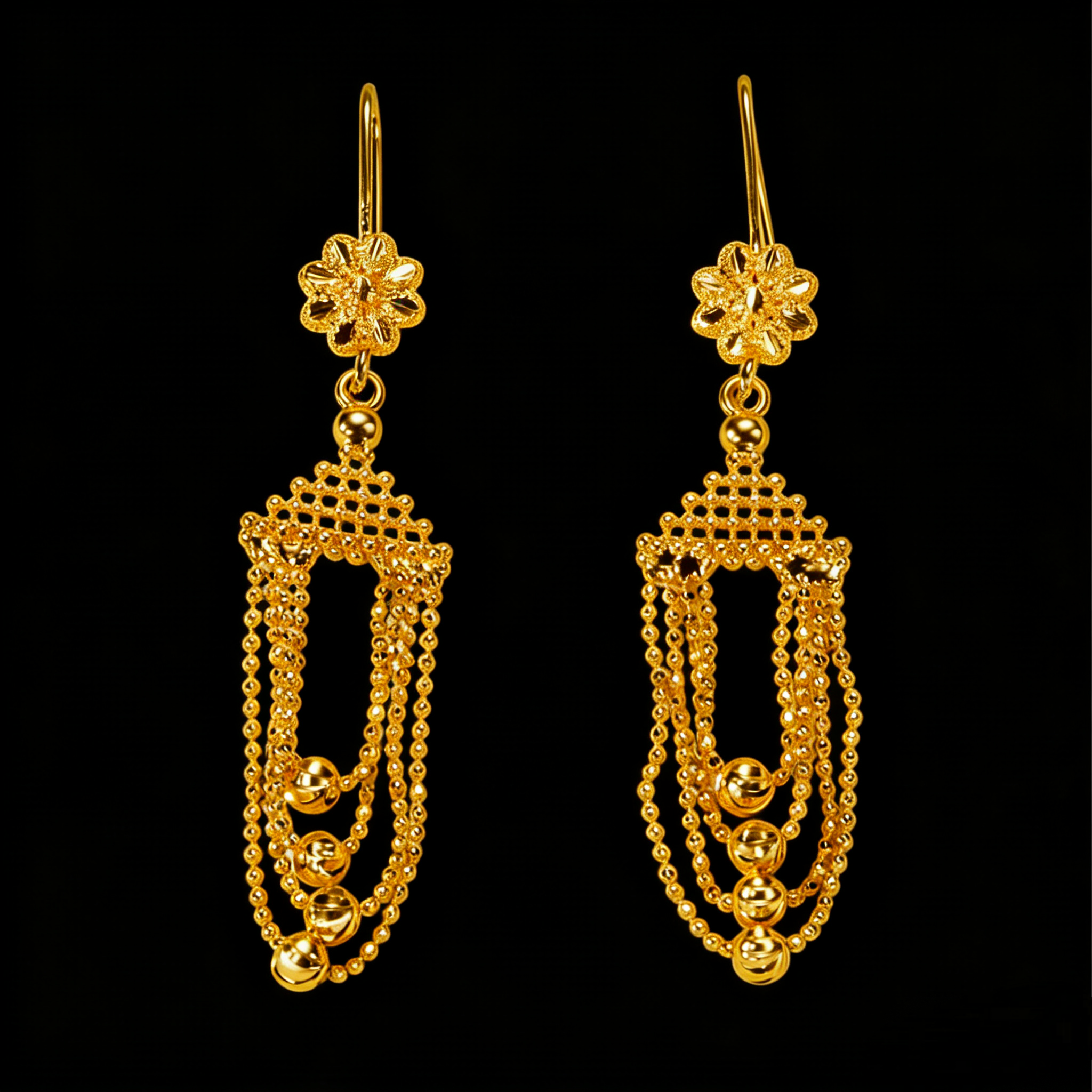 铜合金耳饰 气质金色【古米】1/73时尚复古古风长款流苏耳环耳钩