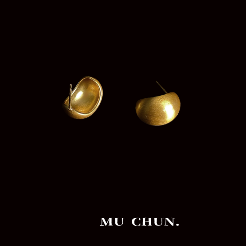 慕纯 铜合金耳饰 慕纯铜合金耳饰MUCHUN金色拉丝耳钉小众男子