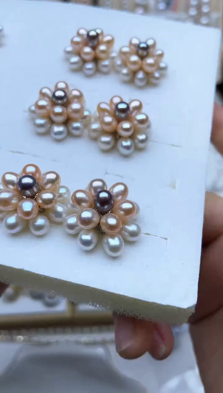 未镶嵌耳饰淡水珍珠爆米花耳钉多样性发其一