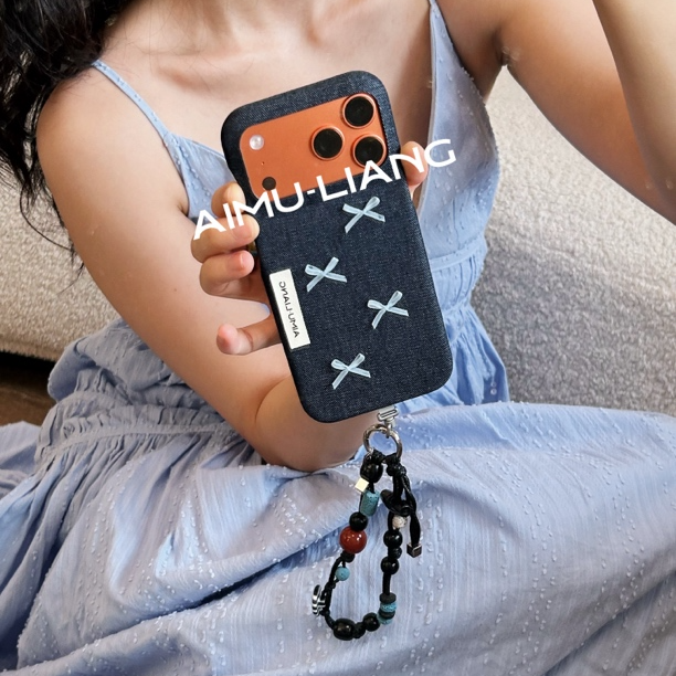 AIMU原创牛仔蝴蝶结适用苹果iPhone17/16promax手机壳15/14/13/12
