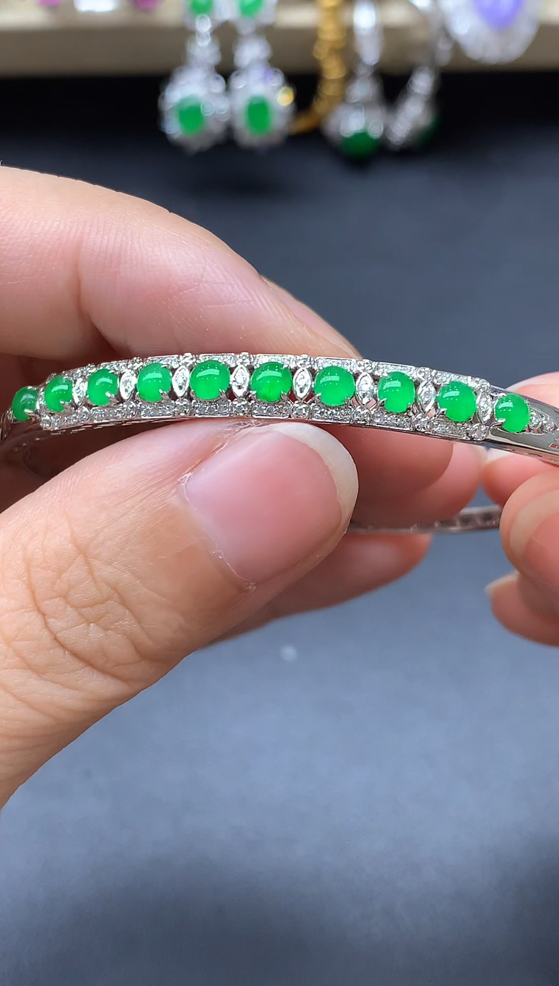 翡翠手镯18K金镶嵌672-中国好珍宝