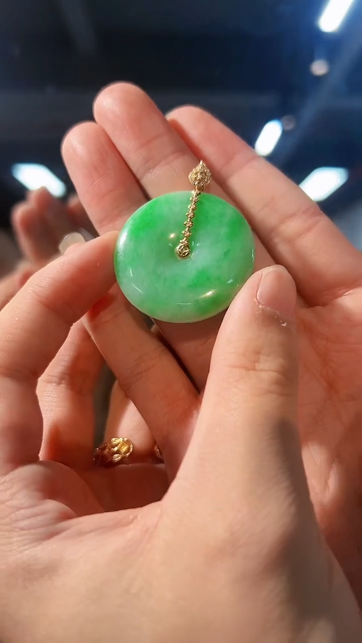 【闪购商品】翡翠颈饰18K金镶嵌缅料A货/支持复检/一件