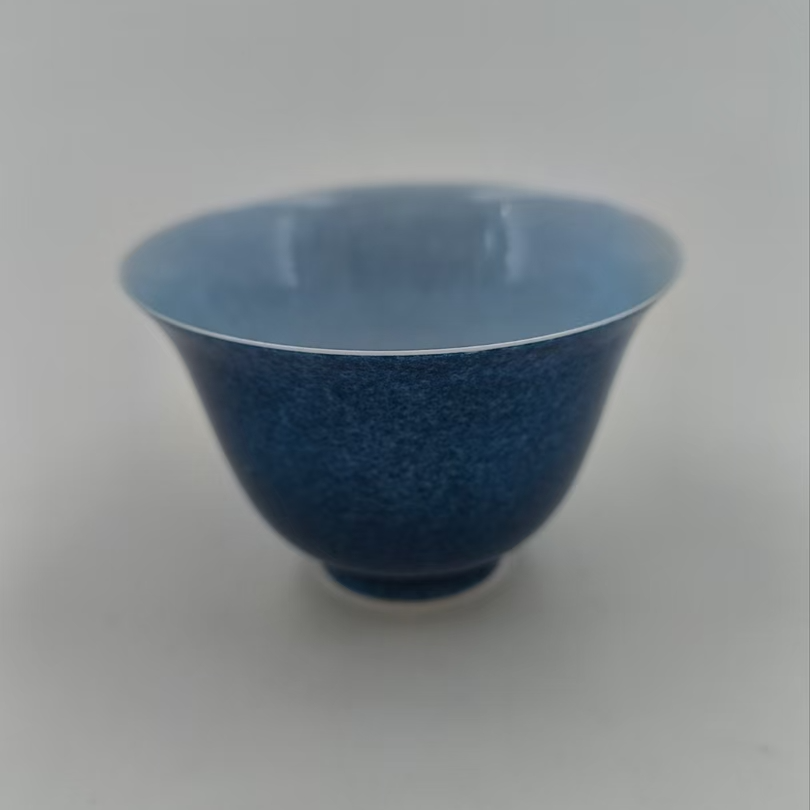 景德镇官方甄选  镇窑 薄胎洒蓝花神杯