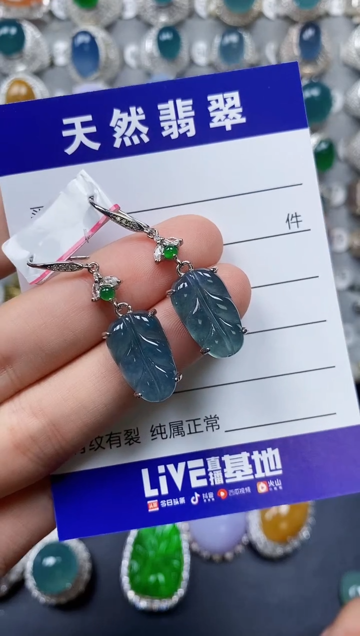 【闪购商品】翡翠耳饰银S925镶嵌0080