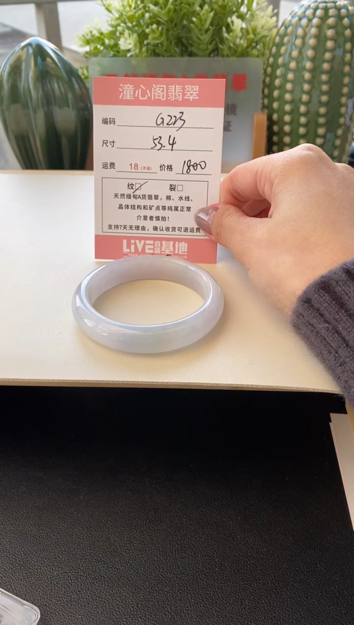 未镶嵌手镯翡翠圈口53.4编码G223