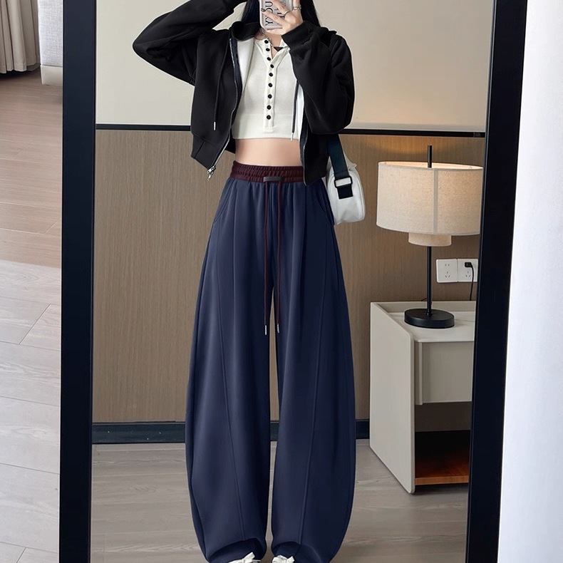 高腰休闲裤垂顺冬季垂坠感高腰窄版阔腿裤拖地裤