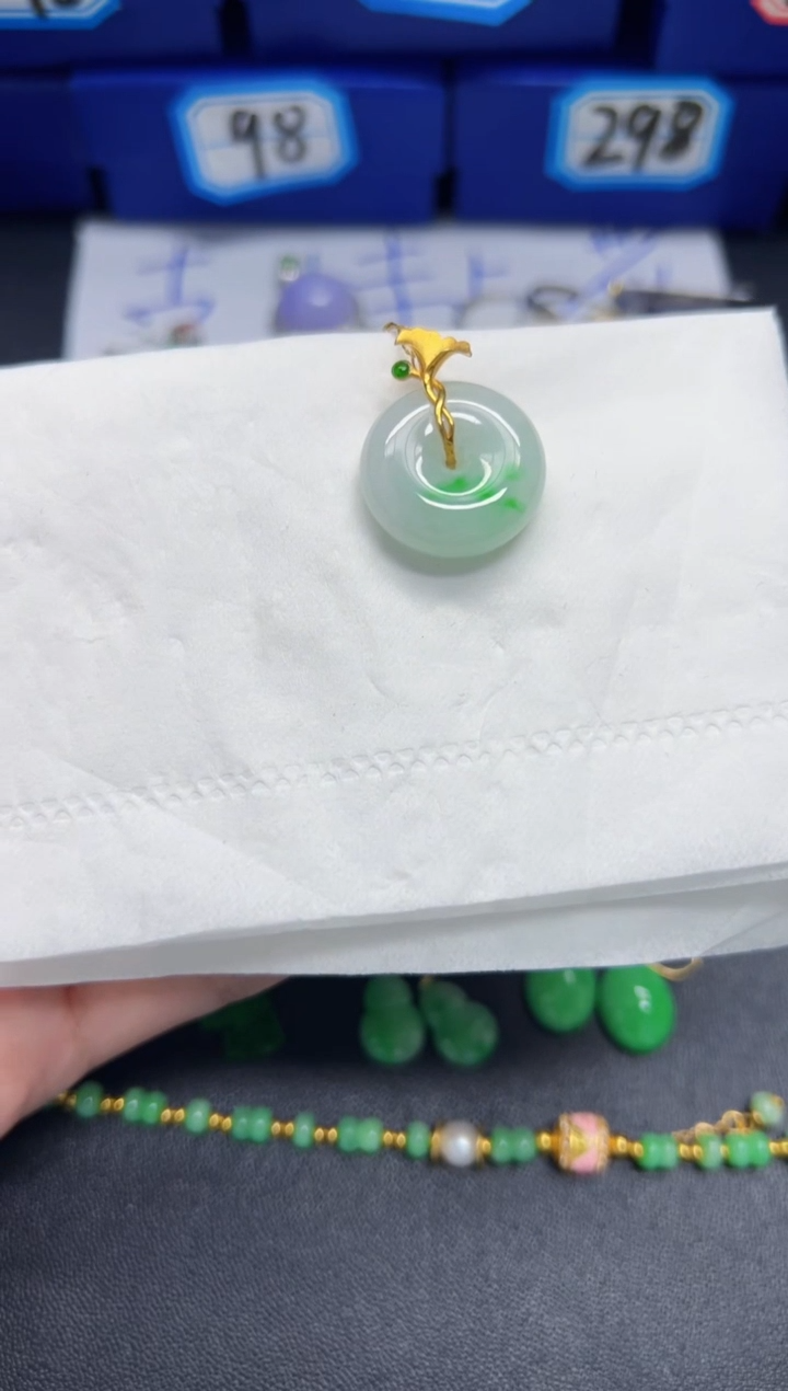 【闪购商品】翡翠颈饰18K金镶嵌Y缅料A货/支持复检/一件