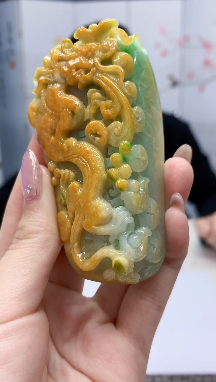 【闪购商品】定制翡翠未镶嵌5152jw-毛货挂件手把件龙86