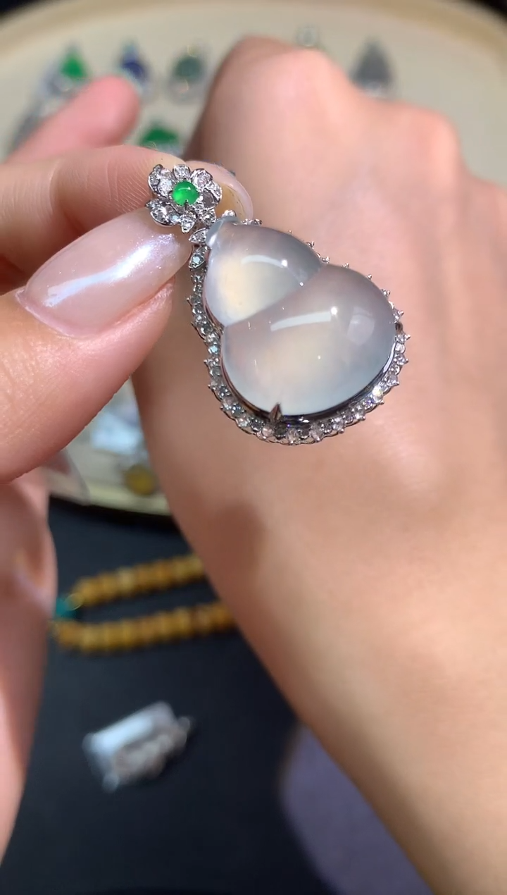 翡翠18K金镶嵌吊坠(不含链)吊坠A184|13800