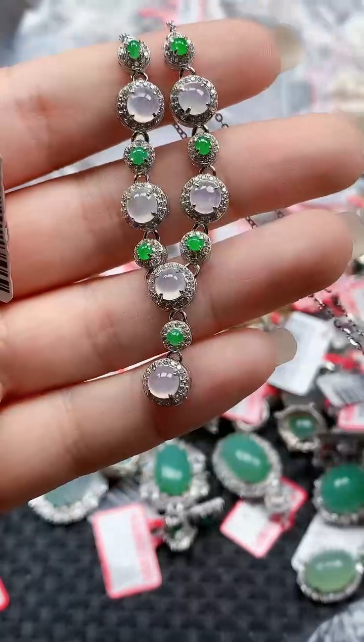 银S925镶嵌戒指翡翠天然A货缅甸翡翠