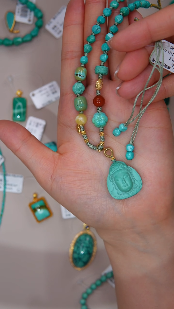 【闪购商品】绿松石项链银S925镀金镶嵌1