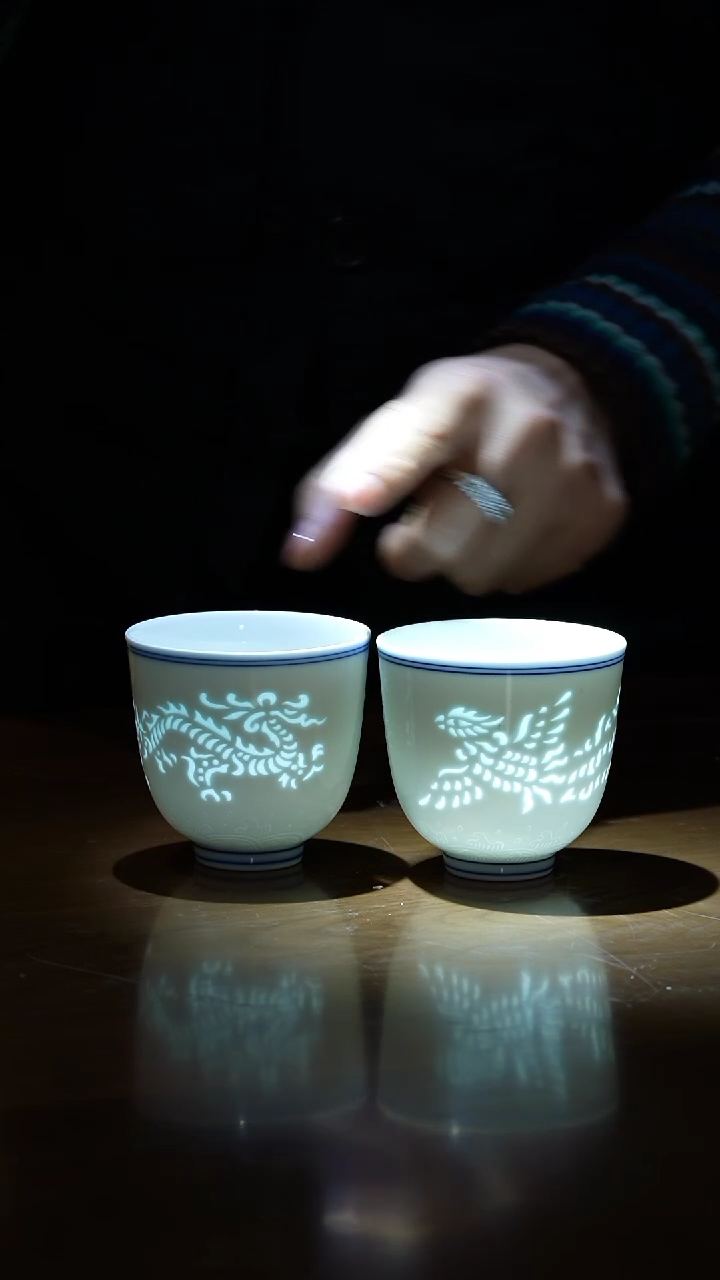 【闪购商品】富玉玲珑瓷-龙凤玲珑瓷杯