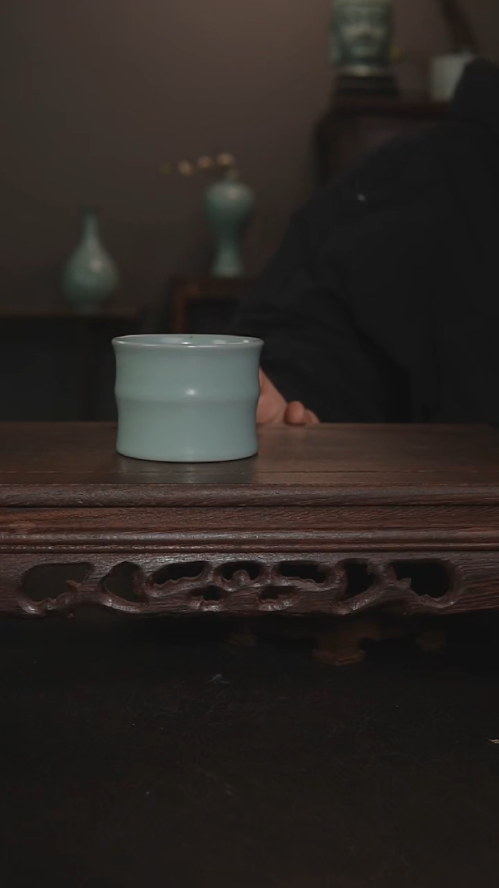 摆件瓷仿古手工竹节杯