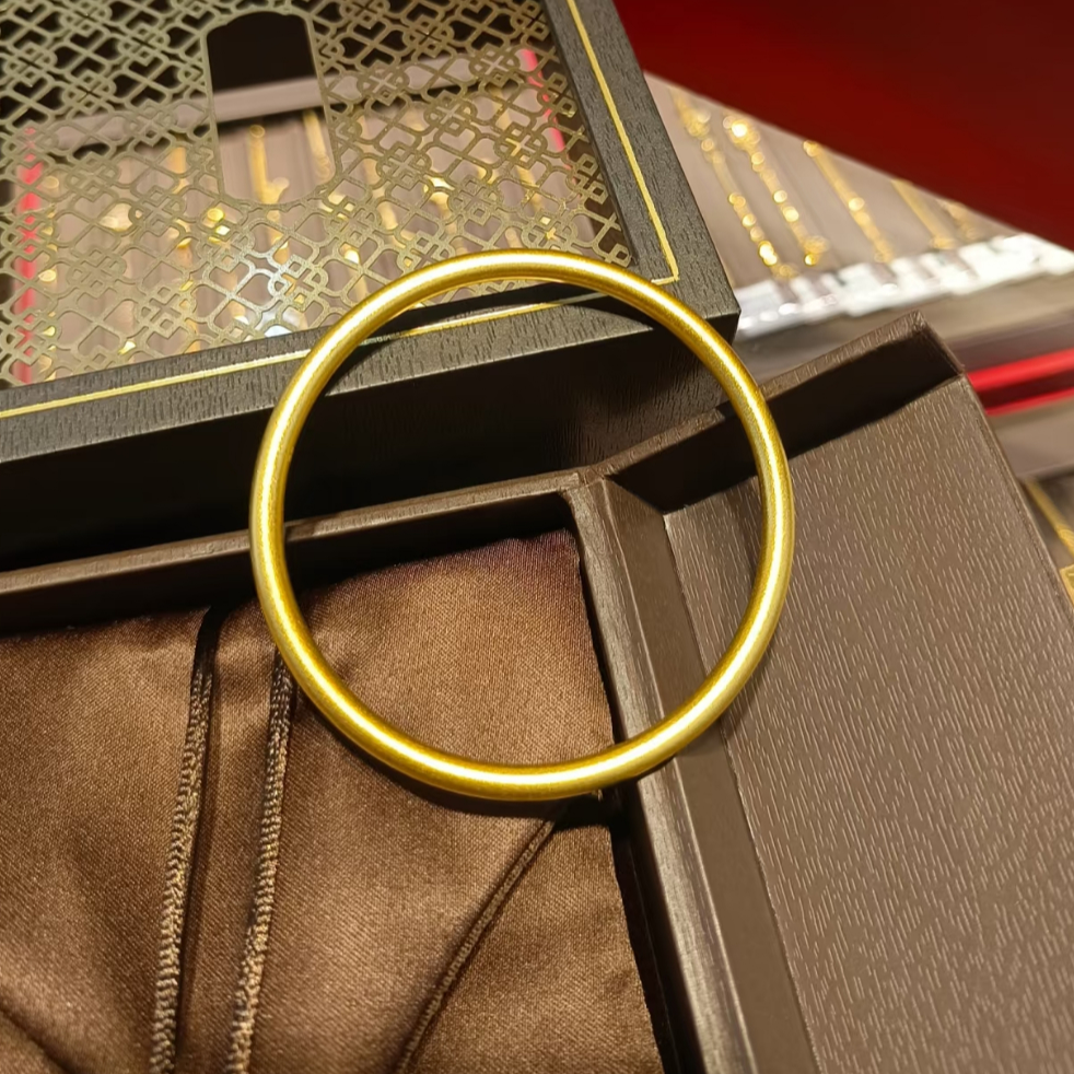 古法工艺大气好看素圈金色创意饰品