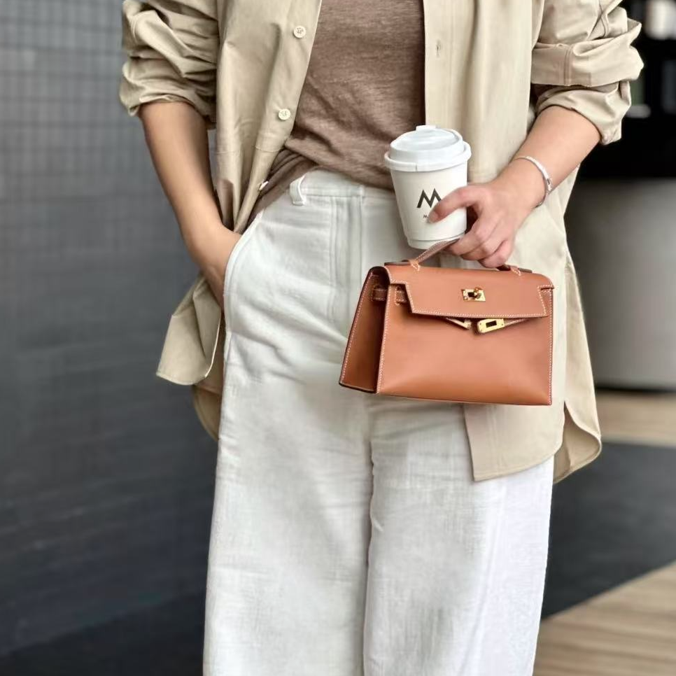 99新 Hermes/爱马仕 minikelly 一代 金棕金 C刻 S皮