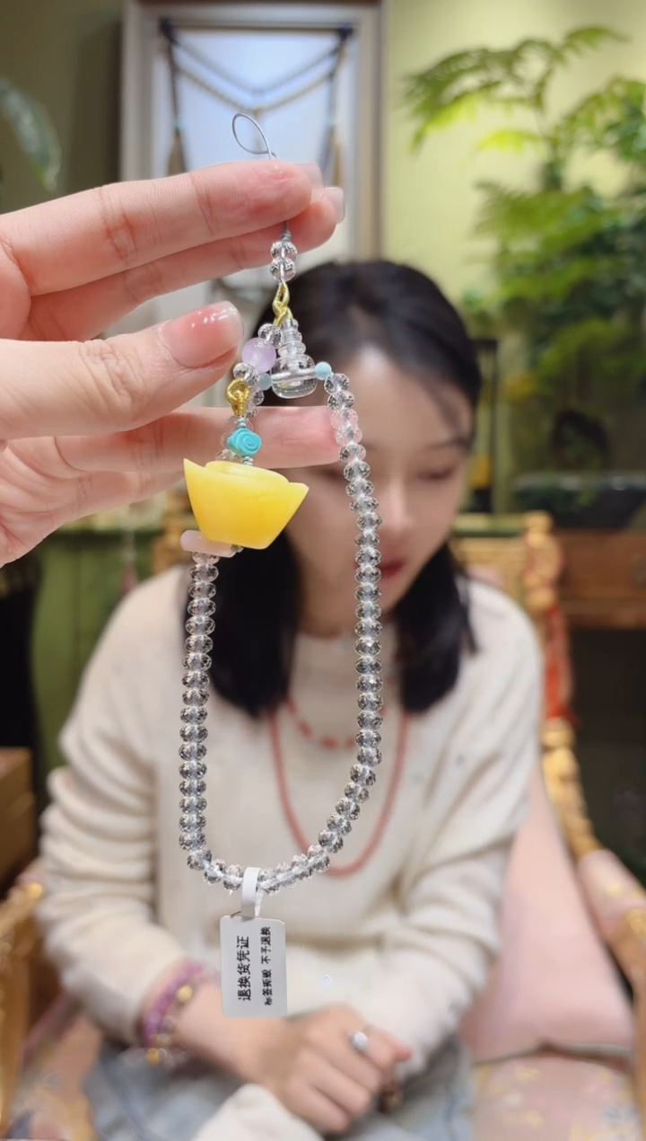 【闪购商品】水晶挂件未镶嵌蜜蜡元宝白水晶挂件